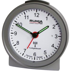 UMR Funkwecker silber-grau mit ansteigendem Weckton und Beleuchtung