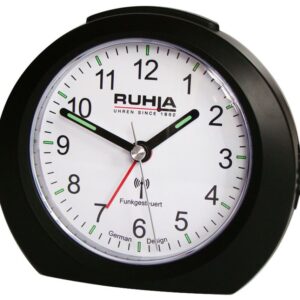 UMR Funkwecker schwarz-weiß mit ansteigendem Weckton, Weckwiederholung und Beleuchtung