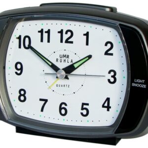 UMR Quarzwecker schwarz-grau mit mechanischer Glocke oder elektrischem Ton