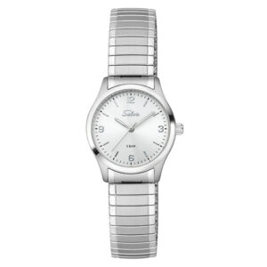 SELVA Quarz-Armbanduhr mit Zugband, Zifferblatt silber Ø 27mm
