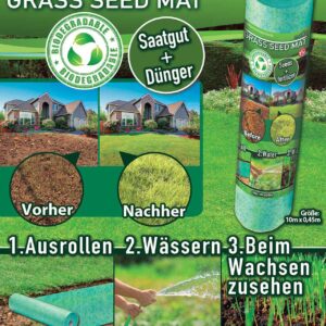 Grassamenmatte - sattgrüner, kräftiger und gleichmäßiger Rasen - selbst in Schräglagen!