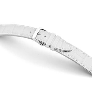 Lederband Tampa 12mm weiß mit Alligatorprägung