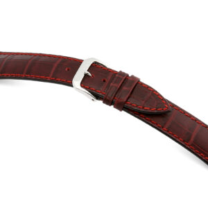 Lederband Jackson 24mm bordeaux mit Alligatorprägung XL