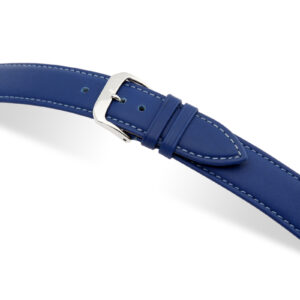 SELVA Lederband zum einfachen Wechseln 24mm royalblau mit Naht - MADE IN GERMANY