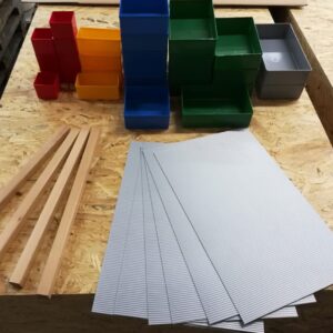 Schubladen-Einsätze Set mit Boxen, Antirutschmatten und Leisten