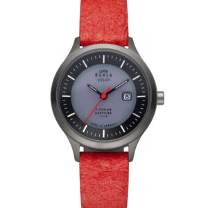 Uhren Manufaktur Ruhla - Armbanduhr Solar Ø 30mm Titan/ Band vegan rot