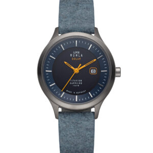 Uhren Manufaktur Ruhla - Armbanduhr Solar Ø 30mm Titan/ Band vegan, blau
