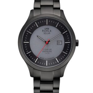 Uhren Manufaktur Ruhla - Armbanduhr Solar Ø 41mm Titan, schwarz-graues Zifferblatt