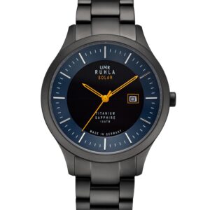 Uhren Manufaktur Ruhla - Armbanduhr Solar Ø 41mm Titan, dunkelblau-schwarzes Zifferblatt