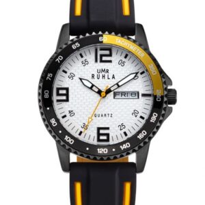 Uhren Manufaktur Ruhla - Armbanduhr Sport - weiß/gelb/schwarz