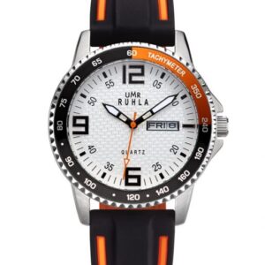 Uhren Manufaktur Ruhla - Armbanduhr Sport - weiß/orange/schwarz