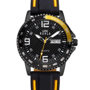 Uhren Manufaktur Ruhla - Armbanduhr Sport - schwarz/gelb