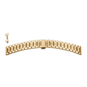 Metallband Edelstahl 18-18mm gelb, massiv, poliert/ mattiert, Butterfly-Schließe, wechselbarer Anstoß, inkl. gefaltete runde Anstöße