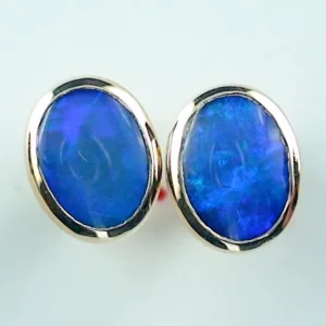 18k Gold Opal-Ohrstecker mit 0,73 + 0,86 ct. Black Crystal Opalen