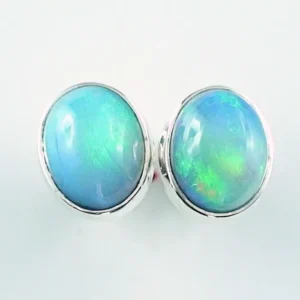 935 Silber Opal Ohrstecker mit 2,24 ct. + 1,94 ct. Welo Opalen