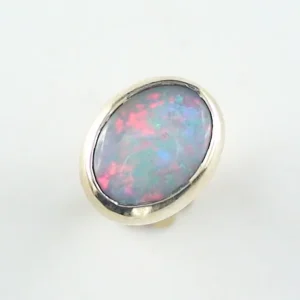0,90 ct White Opal Gelbgold Ohrring 14k Single-Ohrstecker 585er