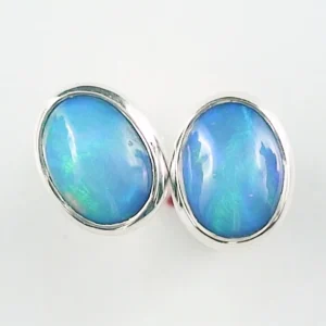 935 Silber Opal Ohrstecker mit 0,83 ct. + 0,93 ct. Welo Opalen