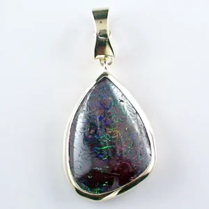 14k Gelbgold Anhänger mit Yowah Nuss Opal – Eleganter Designer-Anhänger mit Top GEM Class Yowah Nuss Opal