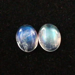 2,72 + 2,67 ct. Mondsteine mit  Blautönen - Mondsteine Pärchen mit Zertifikat