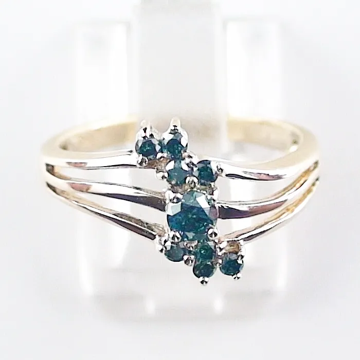 IKA0012 1 9k gelbgold ring mit blauen diamanten kundenschmuck im auf kommission verkaufen