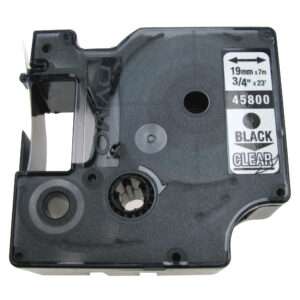 Schriftband 19 mm schwarz auf transparent Dymo