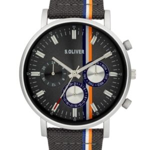 s.Oliver SO-3990-LM Leder-/ Textilband grau 22mm