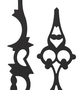 4-Kant Zeiger, Antik schwarz Minuten-L. 69/47