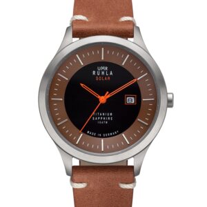 Uhren Manufaktur Ruhla - Armbanduhr Solar Ø 41mm Titan/ Band vegan braun