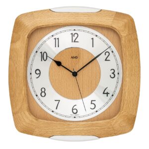 AMS Funk-Wanduhr Buche/ Glas