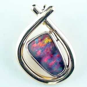 18k Gelbgold Anhänger mit Boulder Opal – Eleganter Designer-Anhänger mit GEM Class Boulder Opal