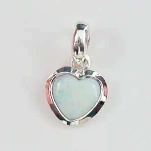 925 Sterling Silber Anhänger mit 0,97 ct. White Opal Herz – Handgefertigter Silberanhänger mit White Opal aus Coober Pedy