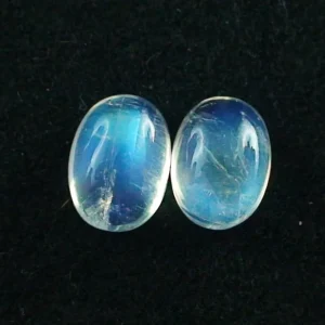 3,85 + 4,26 ct. Mondsteine mit  Blautönen - Mondsteine Pärchen mit Zertifikat