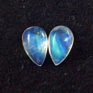 2,76 + 2,71 ct. Mondsteine mit  Blautönen - Mondsteine Pärchen mit Zertifikat