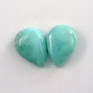 3,85 + 3,77 ct. Larimar Edelstein Pärchen für Ohrstecker / Ohrhänger