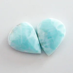 5,47 + 5,46 ct. Larimar Edelstein Pärchen für Ohrstecker / Ohrhänger