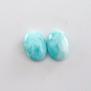 1,89 + 2,01 ct. Larimar Edelstein Pärchen für Ohrstecker / Ohrhänger