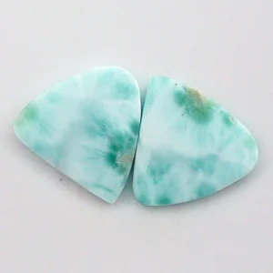 7,02 + 6,45 ct. Larimar Edelstein Pärchen für Ohrstecker / Ohrhänger
