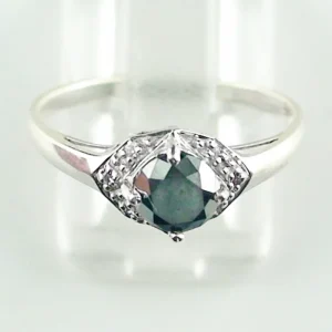 9k Weißgold Diamantring mit 0,71 ct schwarzem Diamant