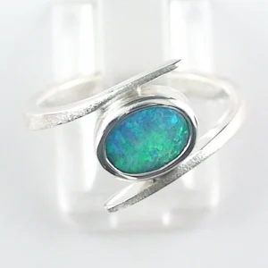 Opalring aus 935er Sterling Silber mit einem 0,44 ct. Crystal Opal