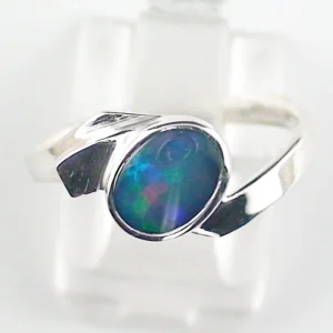 Opal Ring aus 935er Silber mit Multicolor 0,58 ct. Crystal Opal