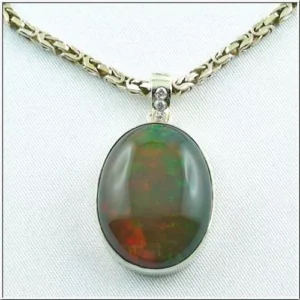 14k 585er Opalanhänger 33,41 ct Rot Grüner Welo Opal mit Diamanten