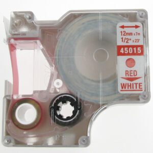 Schriftband 12 mm rot auf weiß Dymo