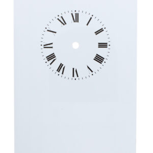 Zifferblatt Aluminium weiß mit römischen Zahlen Ø 50mm, zum Selbstzuschnitt auf Platte 90x140mm