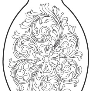 Schlüsselanhänger-Kit, Edelstahl oval mit Mustervorlage "Symmetrische Arabesken"