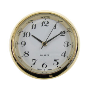 Einsteckwerk UTS Trommel Ø 31mm, Lünette Ø 35mm gelb, Zifferblatt weiß-antik, arabische Zahlen