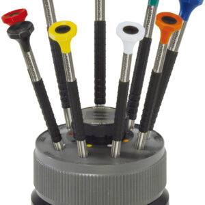 Schraubendreher-Sortiment 9 Stück mit Delrinschaft auf Drehsockel und Edelstahlklingen Bergeon