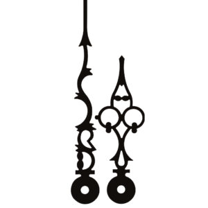 Zeigerpaar für Funkuhren Antik schwarz matt Minutenzeiger-L:70mm Min.-Z.-Ø:3,5 Std.-Z.-Ø:5