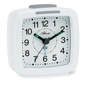 Atlanta 1380/0 Quarzwecker im Metalliclook weiß