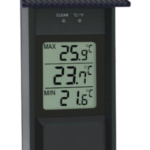 Max.-Min.-Thermometer für drinnen und draußen, schwarz