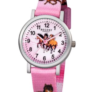 REGENT Kinderuhr Pferde pink